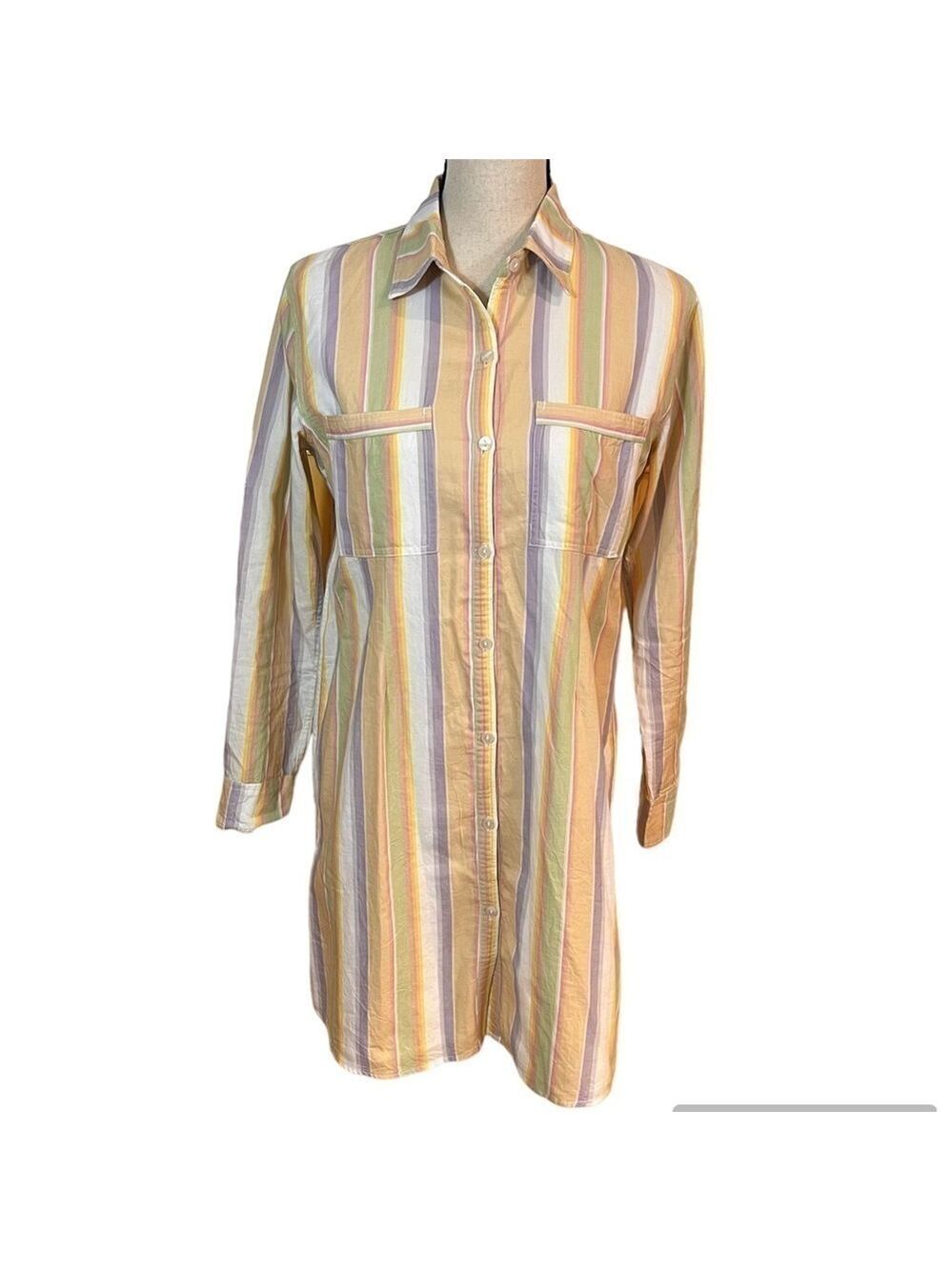 Roller Rabbit Striped Button Down Shirt Dress/Night Shirt Sz-S